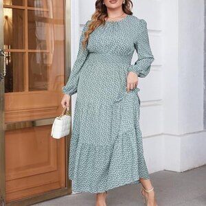 Floral Long Sleeve Tiered Maxi Dress Sz 16 NWT